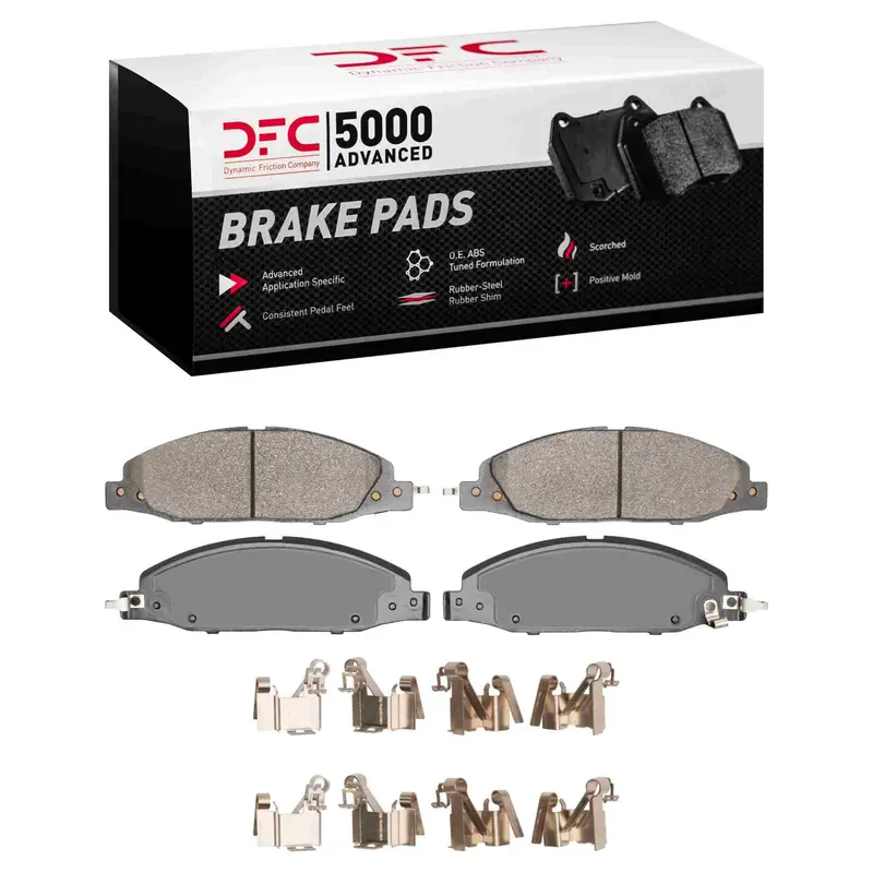 Dynamic Friction 2024-2025 Ford Mustang Front 5000 Advanced Ceramic Brake Pads And Hardware Kit 1