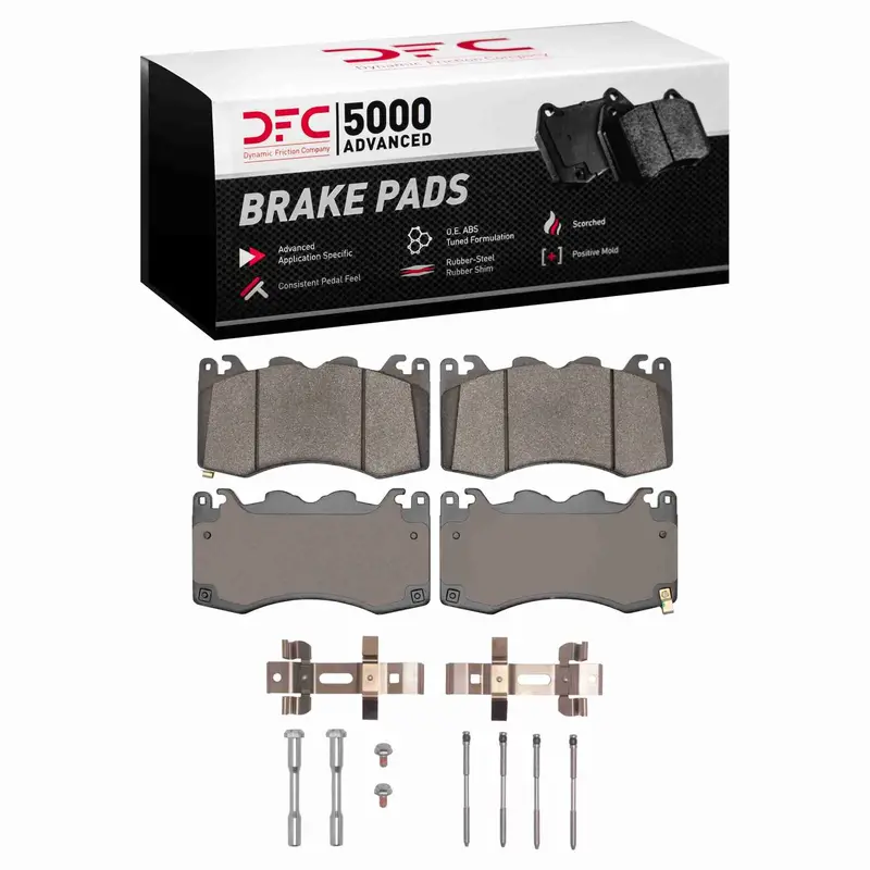 Dynamic Friction 2024-2025 Ford Mustang Front 5000 Advanced Low Metallic Brake Pads And Hardware Kit 1