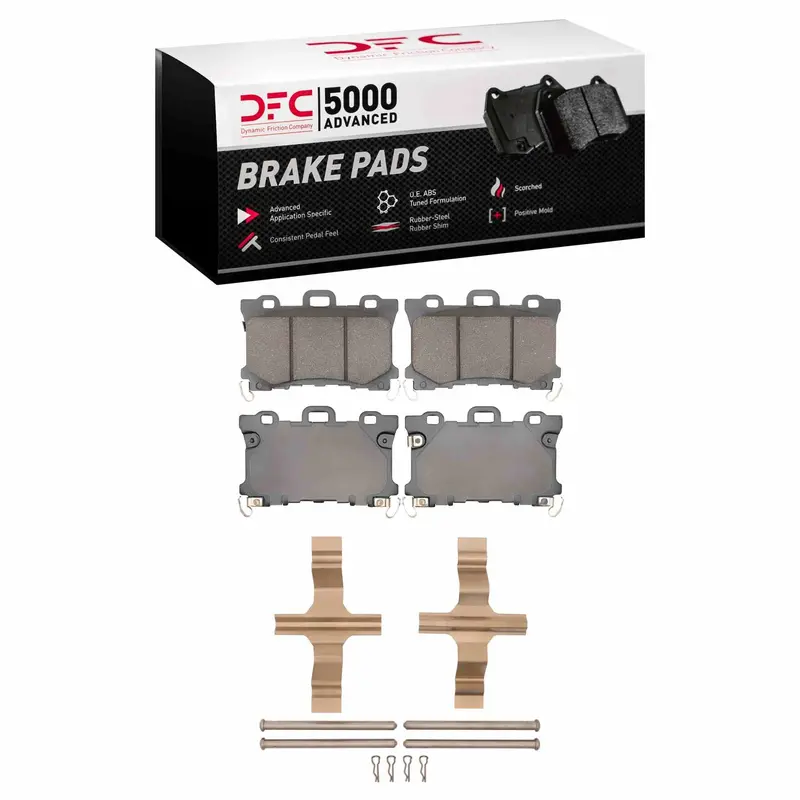 Dynamic Friction 2024-2025 Nissan Z Front 5000 Advanced Low Metallic Brake Pads And Hardware Kit 1