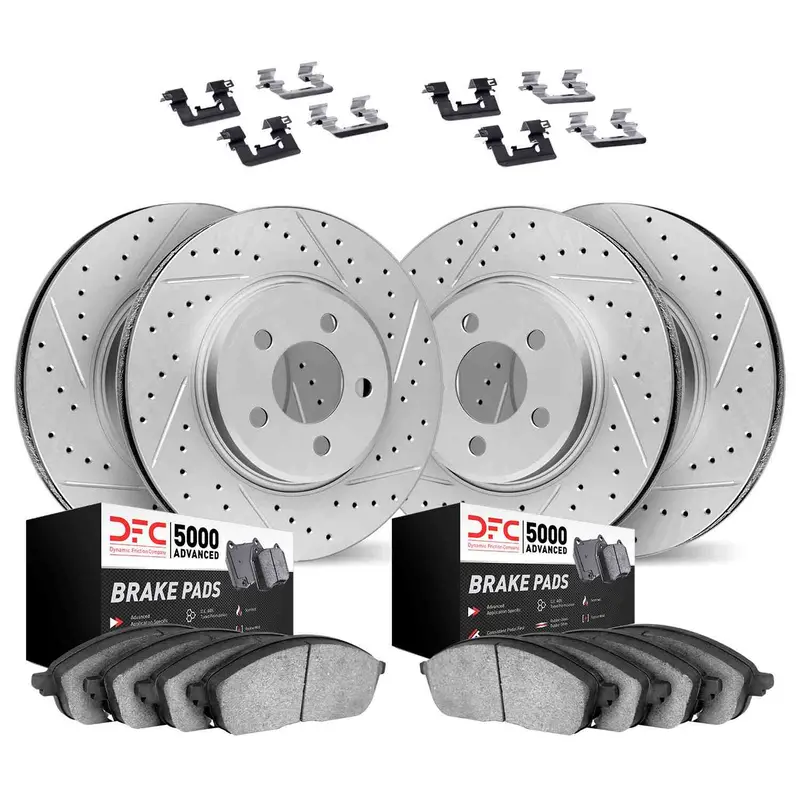 Dynamic Friction 2025-2025 Subaru Forester Front & Rear Drill/Slot Geoperf Rotors 5000 Advanced Brake Pads W/Hardware 1