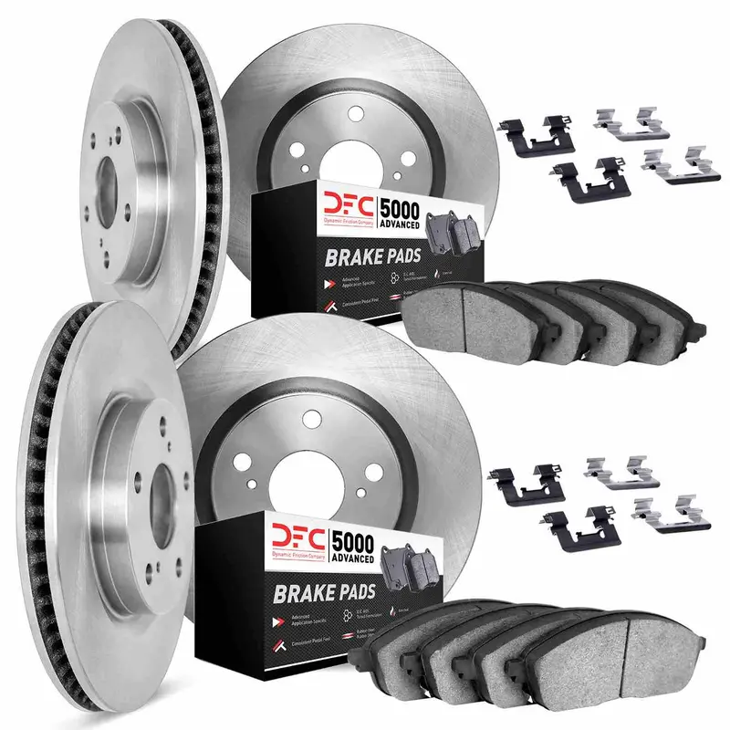 Dynamic Friction 2025-2025 Subaru Forester Front & Rear Rotors With 5000 Advanced Brake Pads W/Hardware 1