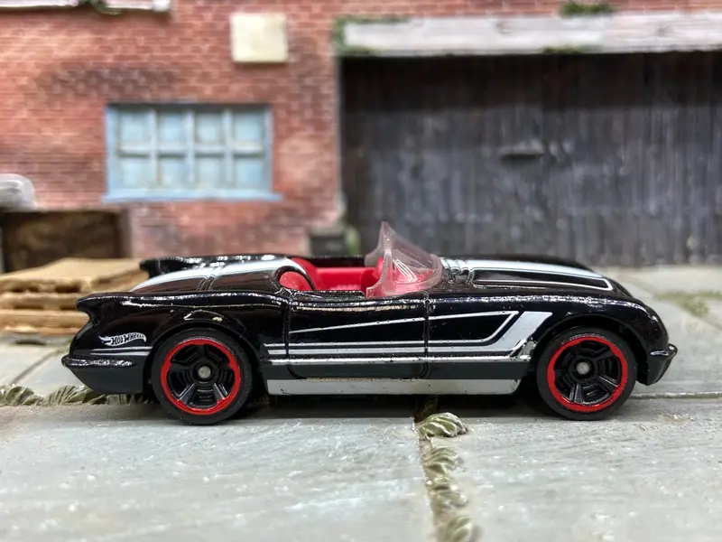 Loose Hot Wheels - 1955 Chevy Corvette - Black And White 1