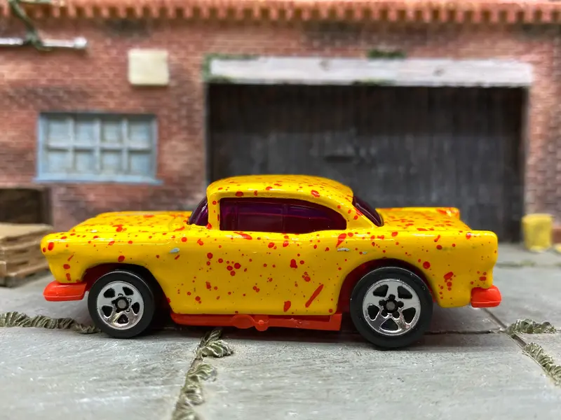 Loose Hot Wheels - 1957 Chevy - Yellow And Red Splatter Paint 1