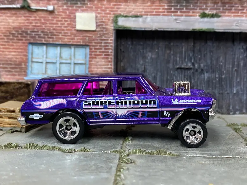 Loose Hot Wheels - 1964 Chevy Nova Station Wagon Gasser - Purple Supernova 1