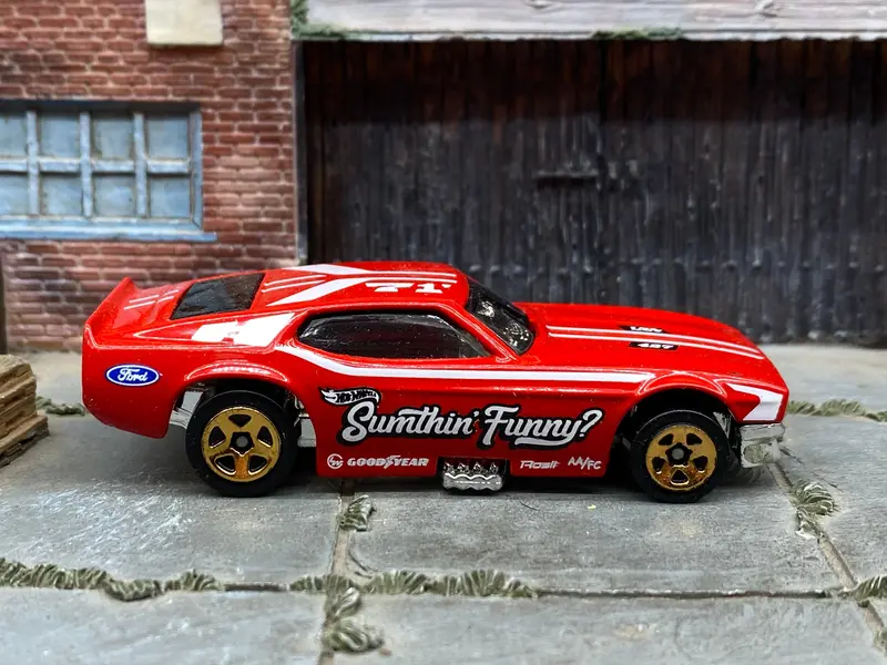 Loose Hot Wheels - 1971 Ford Mustang Funny Car - Red And White 1