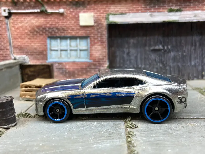 Loose Hot Wheels Chevy Camaro Concept Dressed In 50Th Anniversary Zamac And Blue 1