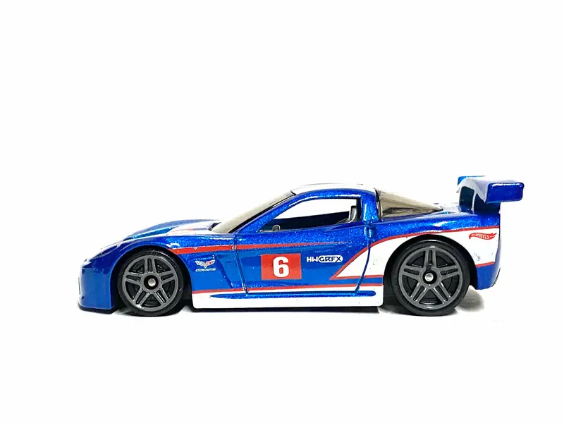 Loose Hot Wheels - Chevy Corvette C6-R Race Car - Blue And White 6 1