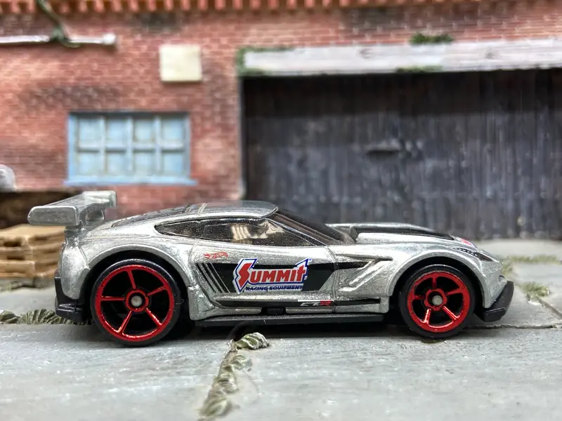 Loose Hot Wheels - Chevy Corvette C7-R Race Car - Silver And Black Summit Racing 1