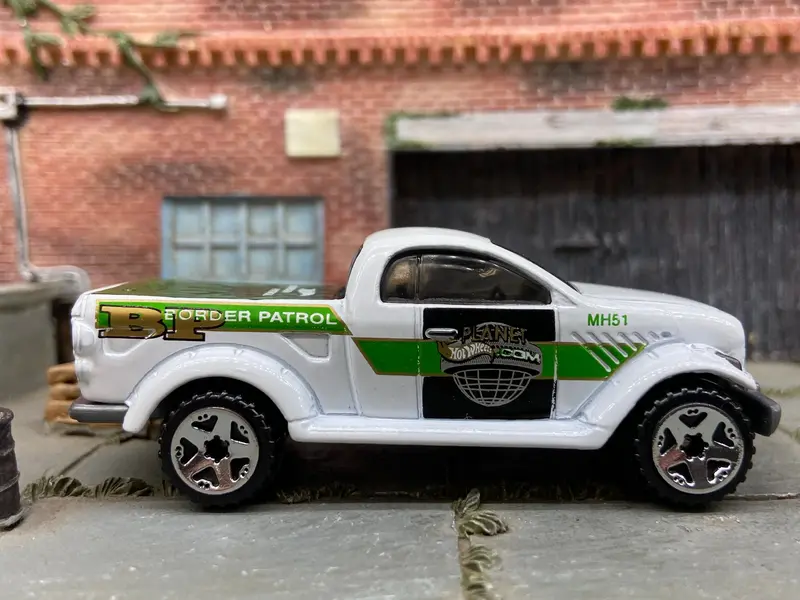 Loose Hot Wheels Dodge Power Wagon 4X4 Truck In Border Patrol Green And White 1
