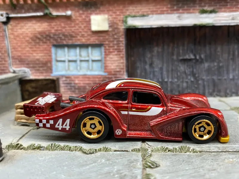 Loose Hot Wheels - Vw Volkswagen Kafer Racer Race Car - Dark Red Gold And White 44 1