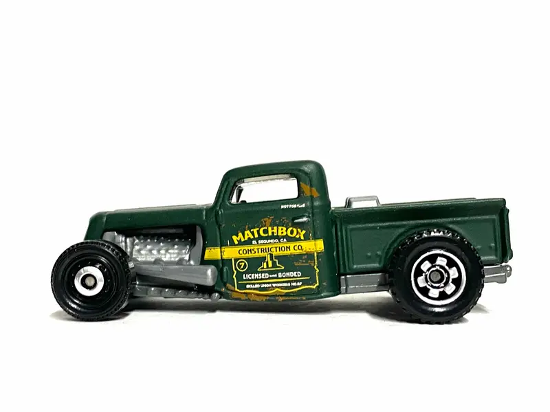 Loose Matchbox - 1935 Ford Pick Up Truck - Satin Green Matchbox Construction Livery 1