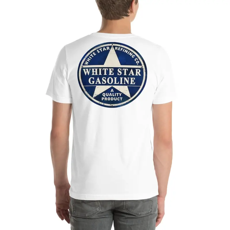 Muncle Mike’s Vintage Gas & Oil T-Shirt – White Star Gasoline Retro Art