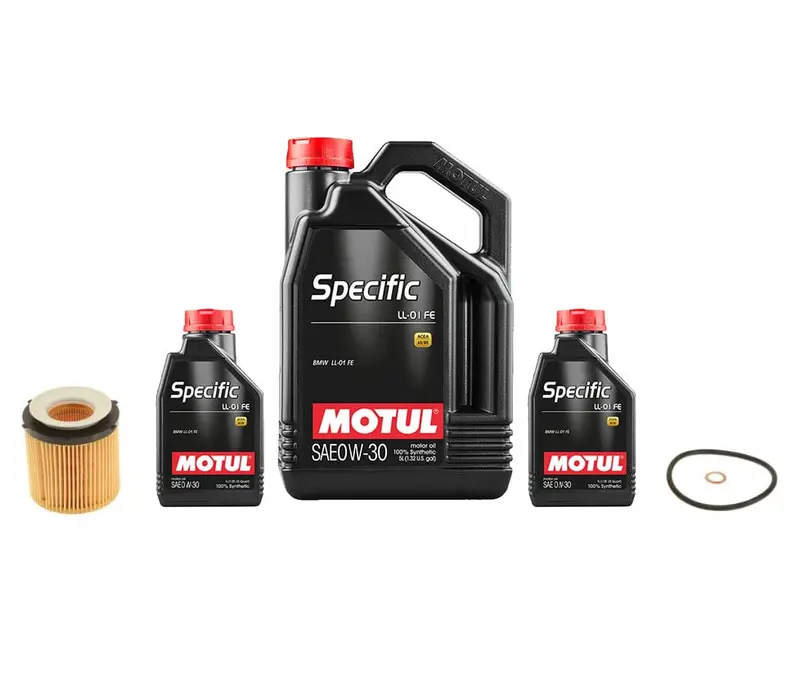 Oil Service Kit - Motul Specific Full Synthetic 0W-30 Ll-01 Fe - For Models With Plastic Oil Filter Housing N20 Xdrive / N52/ N54 / N55 1