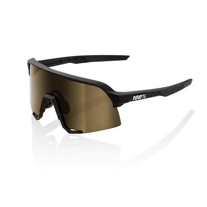 Open Box - 100% S3 Sunglasses Soft Tact Black/Soft Gold Mirror Lens 1