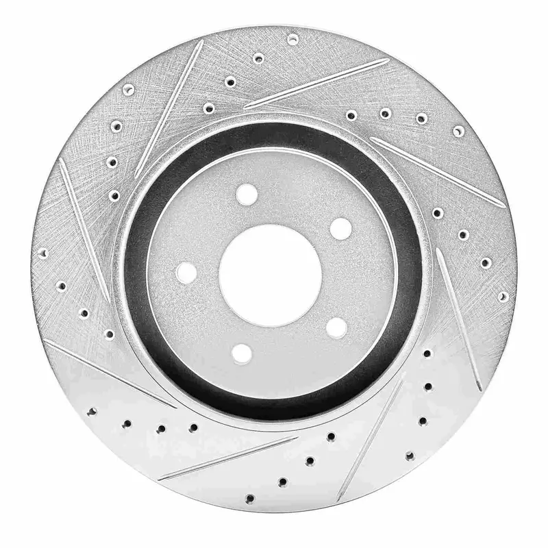 R1 Concepts 2022-2025 Infiniti Qx60 Front Left Drilled & Slotted Silver Brake Rotor 1