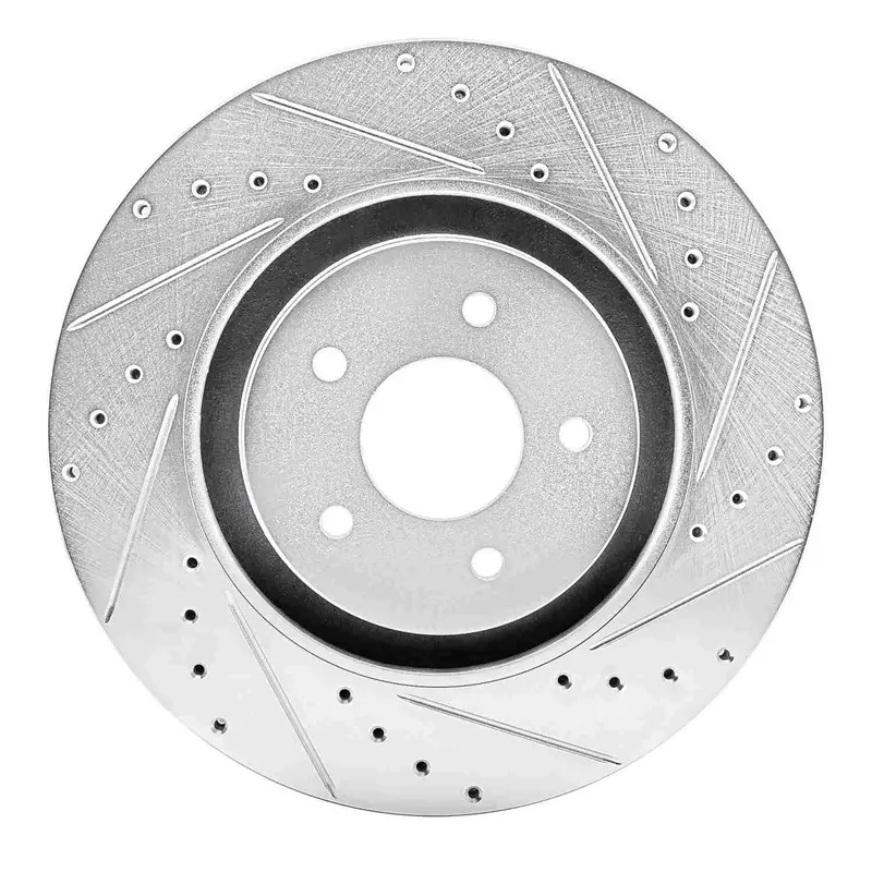 R1 Concepts 2022-2025 Infiniti Qx60 Front Right Drilled & Slotted Silver Brake Rotor 1