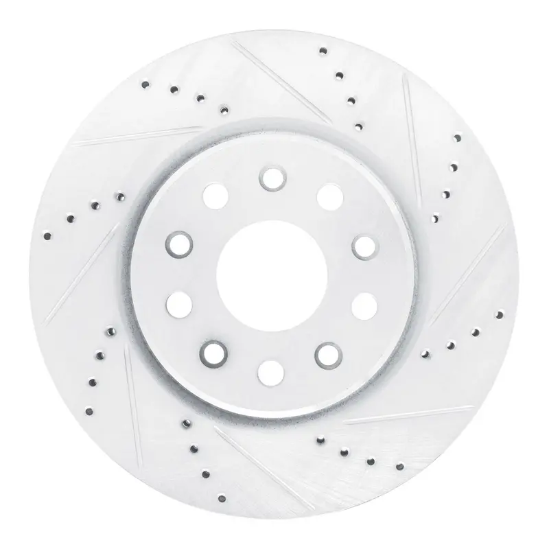 R1 Concepts 2022-2025 Jeep Grand Cherokee Front Right Drilled & Slotted Silver Brake Rotor 1