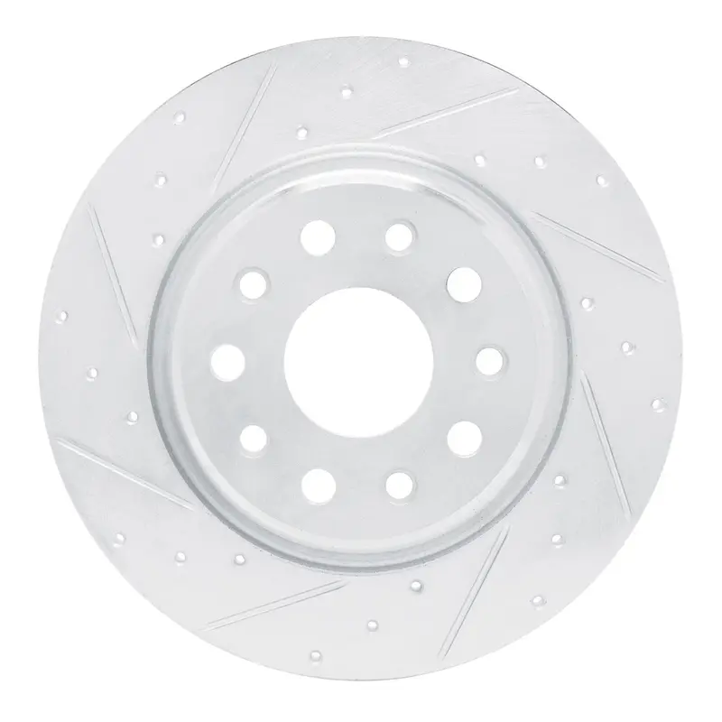 R1 Concepts 2022-2025 Jeep Grand Cherokee Rear Left Drilled & Slotted Silver Brake Rotor 1