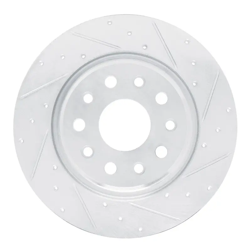 R1 Concepts 2022-2025 Jeep Grand Cherokee Rear Right Drilled & Slotted Silver Brake Rotor 1