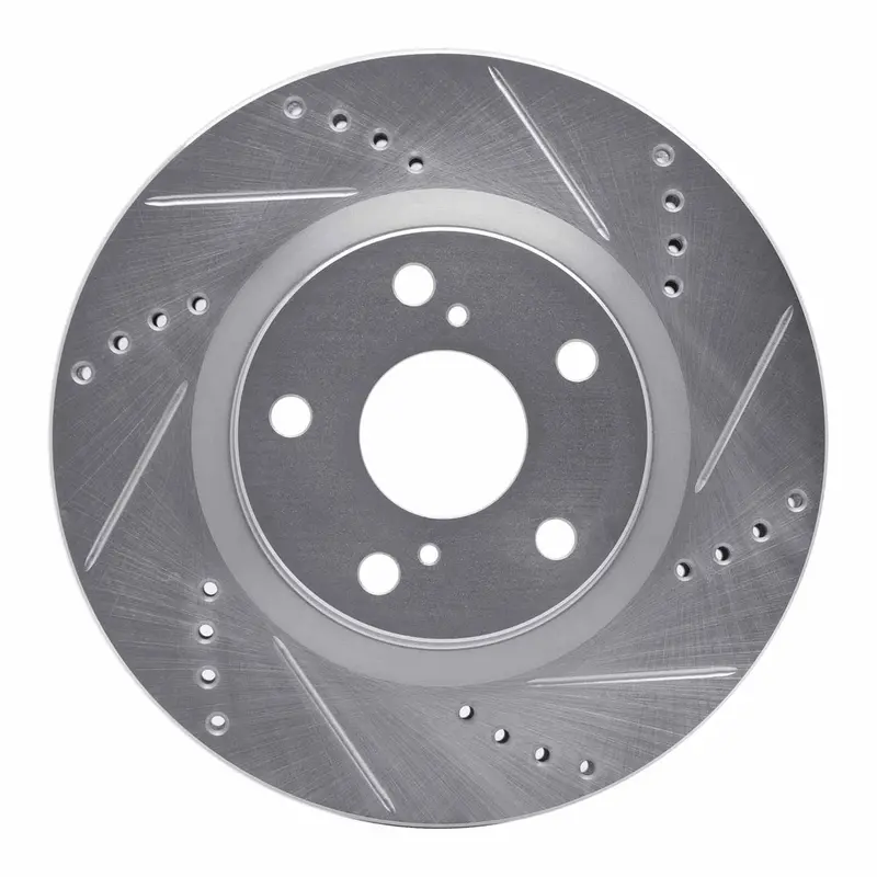 R1 Concepts 2022-2025 Kia Carnival Front Right Drilled & Slotted Silver Brake Rotor 1