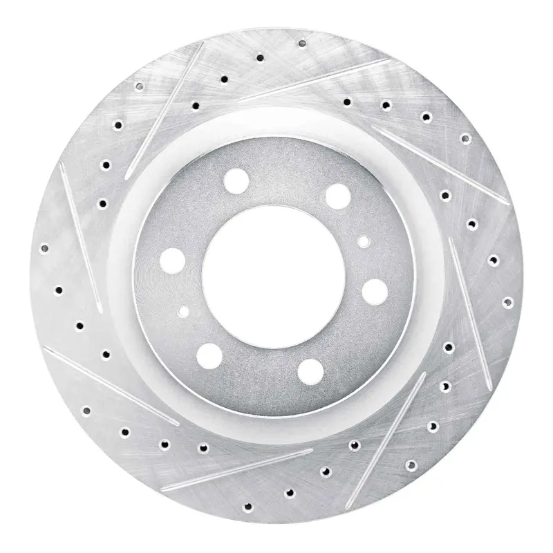 R1 Concepts 2022-2025 Lexus Gx550 Front Left Drilled & Slotted Silver Brake Rotor 1