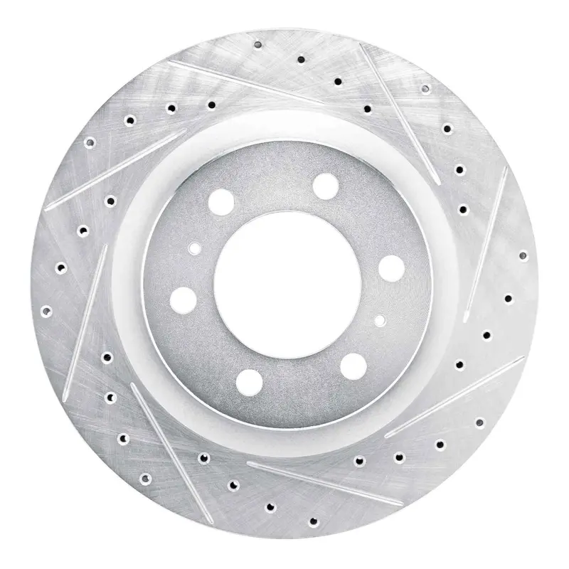 R1 Concepts 2022-2025 Lexus Gx550 Front Right Drilled & Slotted Silver Brake Rotor 1