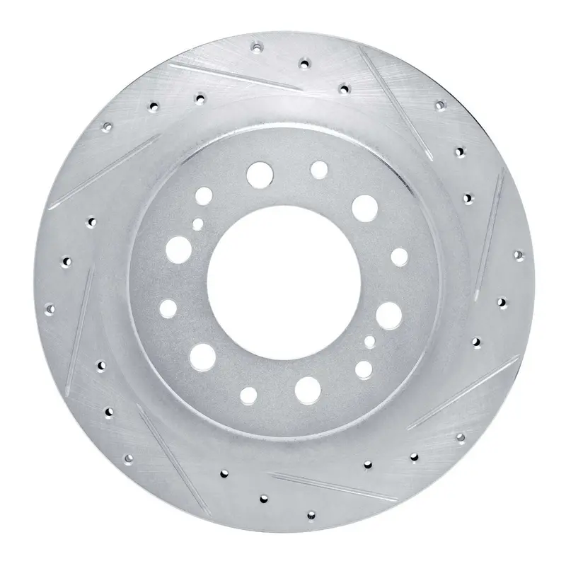 R1 Concepts 2022-2025 Lexus Gx550 Rear Right Drilled & Slotted Silver Brake Rotor 1