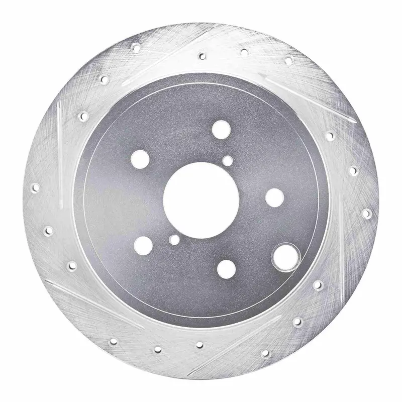 R1 Concepts 2022-2025 Subaru Wrx Rear Left Drilled & Slotted Silver Brake Rotor 1