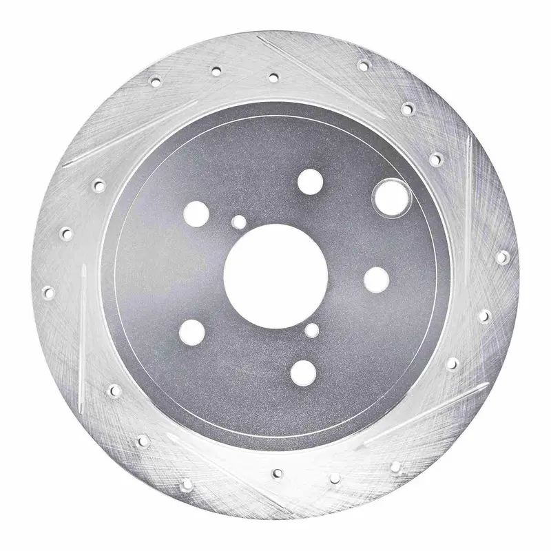 R1 Concepts 2022-2025 Subaru Wrx Rear Right Drilled & Slotted Silver Brake Rotor 1