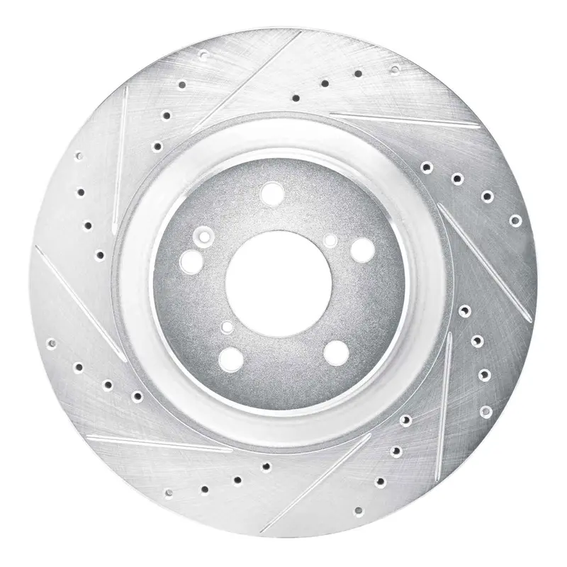 R1 Concepts 2022-2026 Acura Mdx Front Left Drilled & Slotted Silver Brake Rotor 1