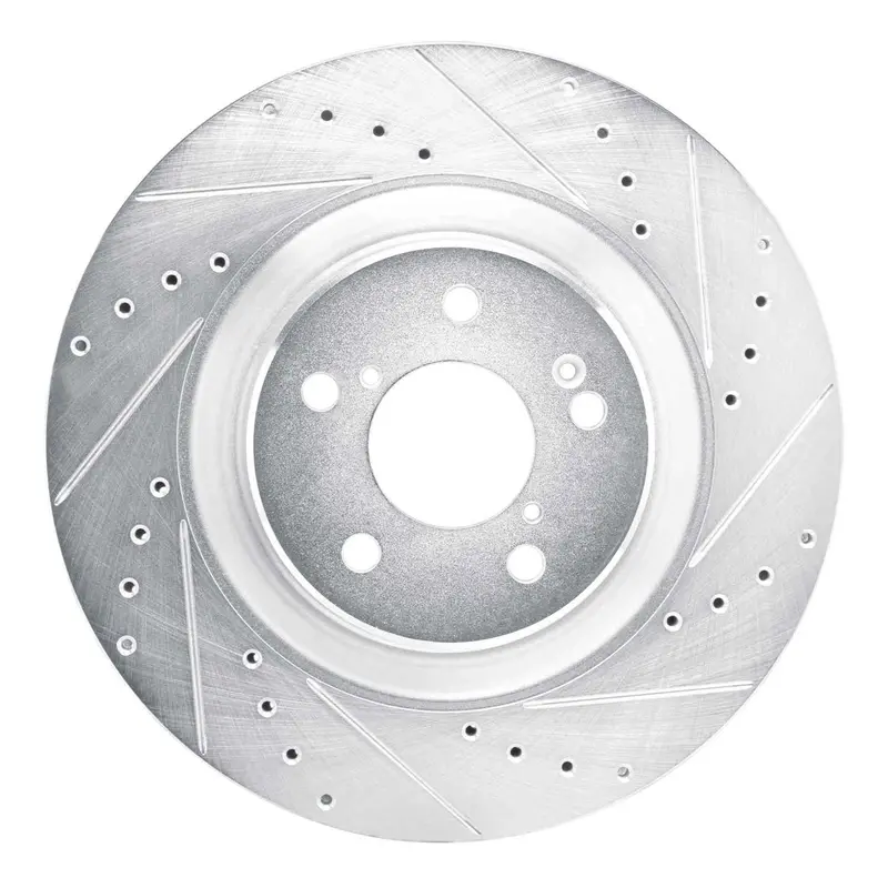 R1 Concepts 2022-2026 Acura Mdx Front Right Drilled & Slotted Silver Brake Rotor 1