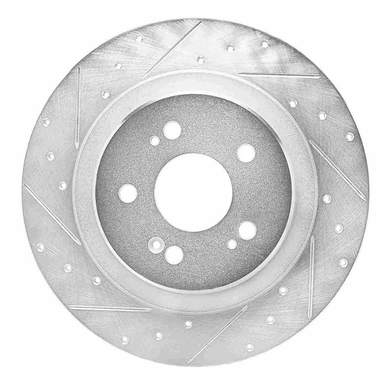 R1 Concepts 2022-2026 Acura Mdx Rear Left Drilled & Slotted Silver Brake Rotor 1