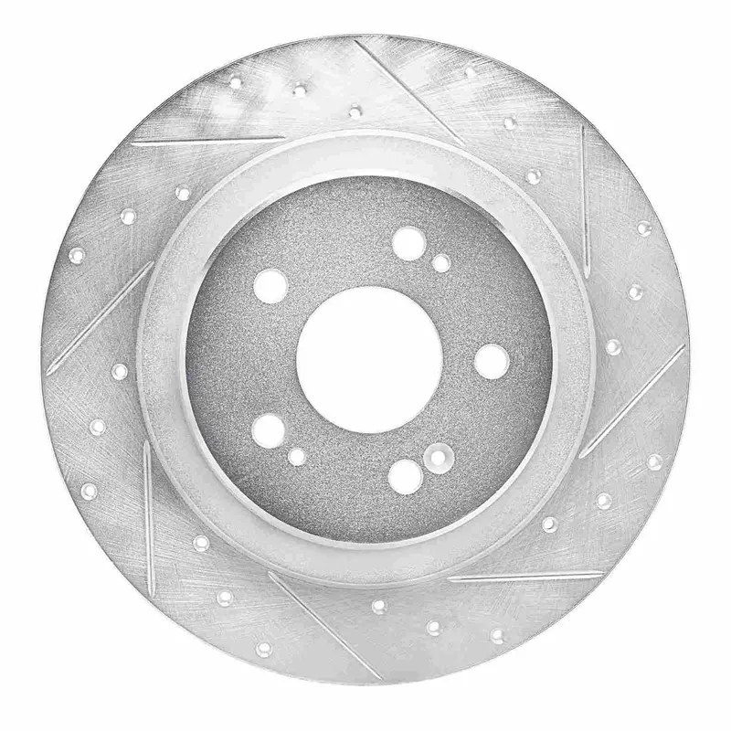 R1 Concepts 2022-2026 Acura Mdx Rear Right Drilled & Slotted Silver Brake Rotor 1