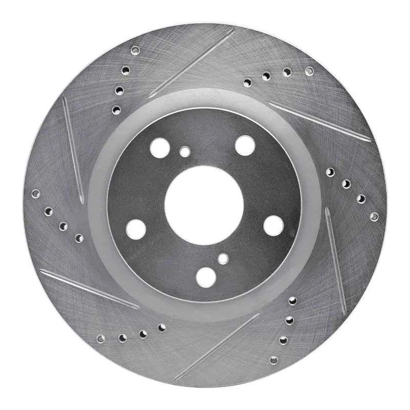 R1 Concepts 2022-2026 Lexus Nx450h Rear Left Drilled & Slotted Silver Brake Rotor 1