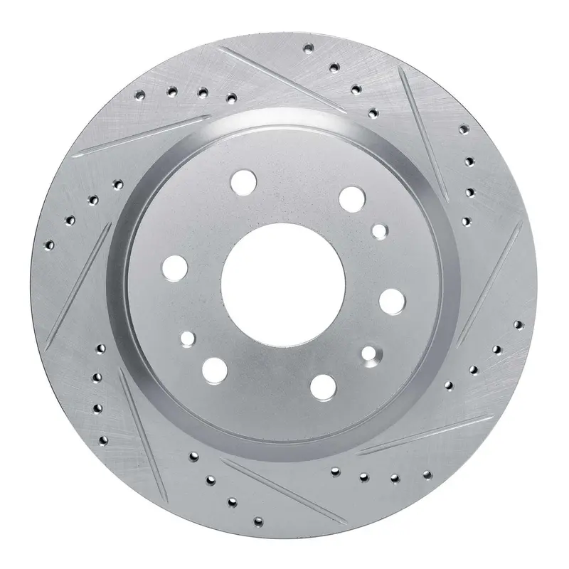 R1 Concepts 2023-2025 Chevrolet Colorado Rear Right Drilled & Slotted Silver Brake Rotor 1