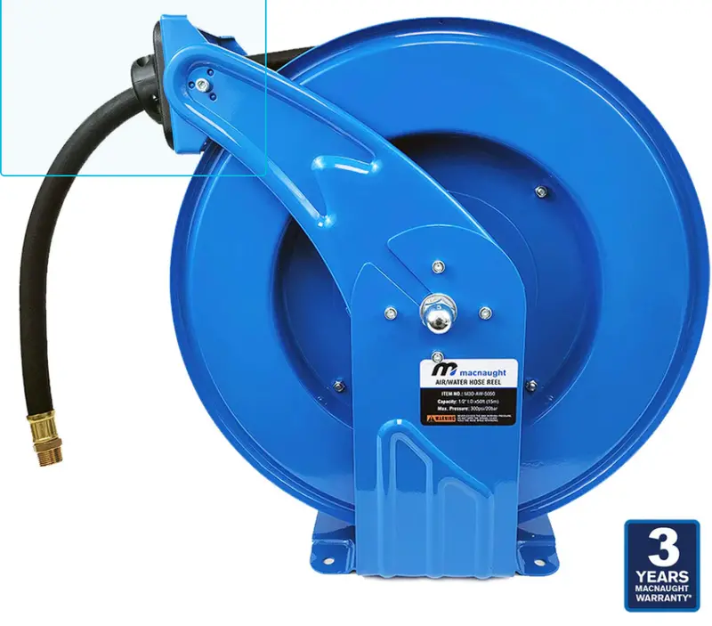 Retractable M3 Industrial Grade Air Water Hose Reel, Standard Retraction 1/2” X 50 Ft 1