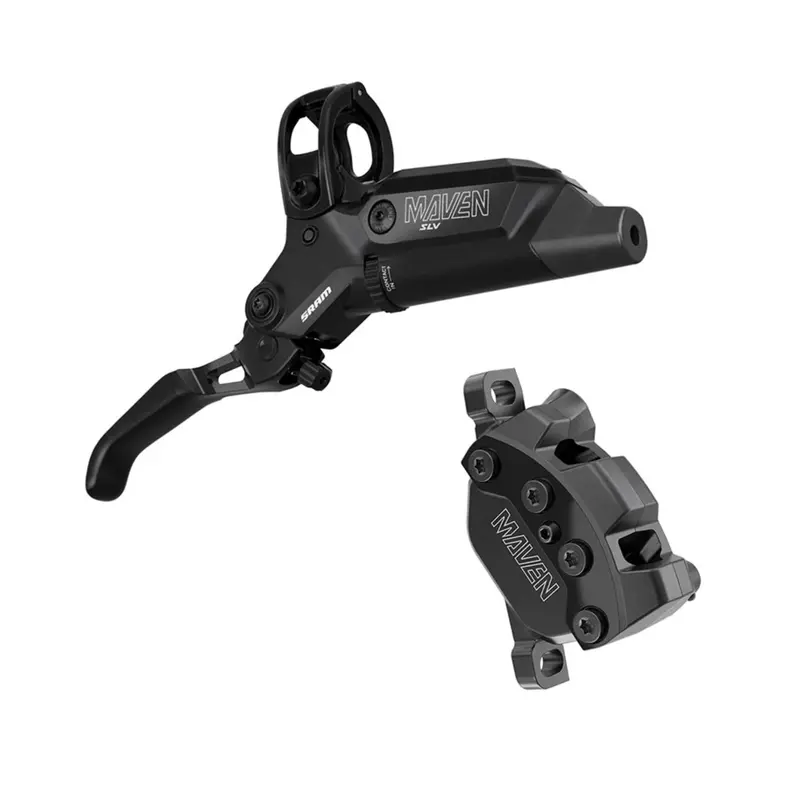 Sram Maven Silver Disc Front Or Rear Brake And Lever - Front Or Rear, Post Mount, 4-Piston, Aluminum Lever, Ss Hardware, Black, B1 1