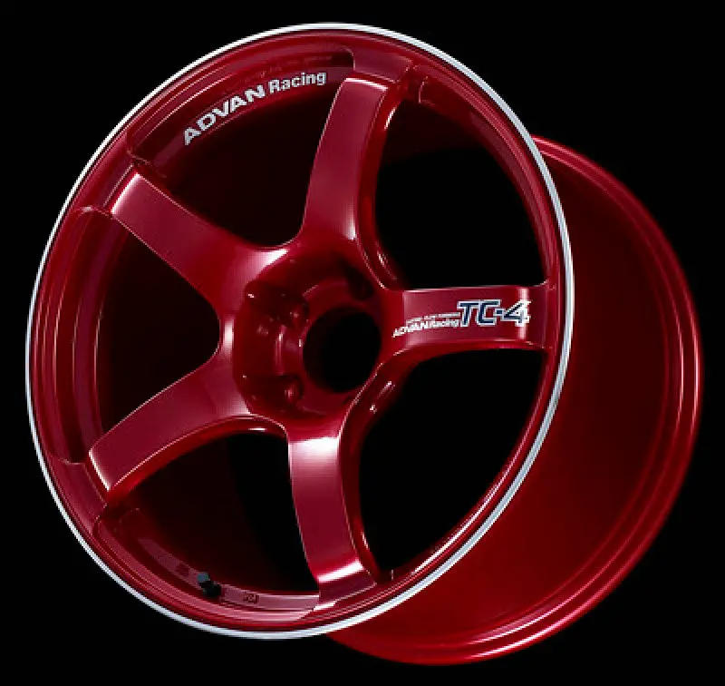 Advan Tc4 15X6.5 +40 4-100 Racing Candy Red & Ring Wheel 1