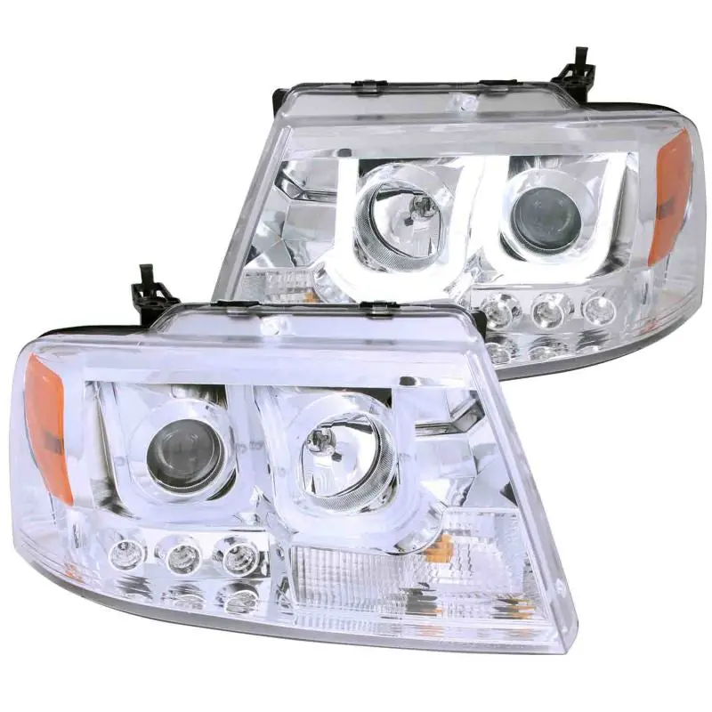 Anzo Projector Headlight Assembly For 2004–2008 Ford F-150 – Chrome U-Bar Accent Design 1