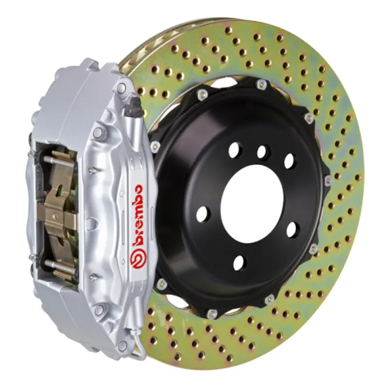 Brembo Gt Big Brake Kit – Front, 6-Piston Calipers With 355X32Mm Two-Piece Drilled Rotors, Silver Finish – Fits Tesla Model 3 Rwd (2018+) 1