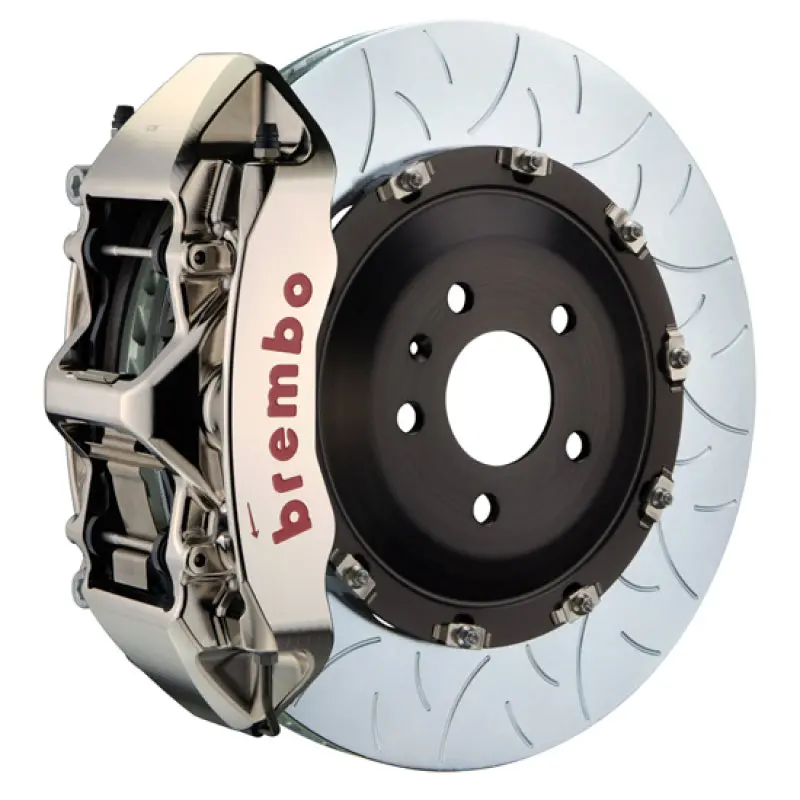 Brembo Gt Series 6-Piston Front Big Brake Kit For 2013–2015 Audi Rs5 – 380X34Mm Slotted Two-Piece Rotors, Nickel-Plated 1