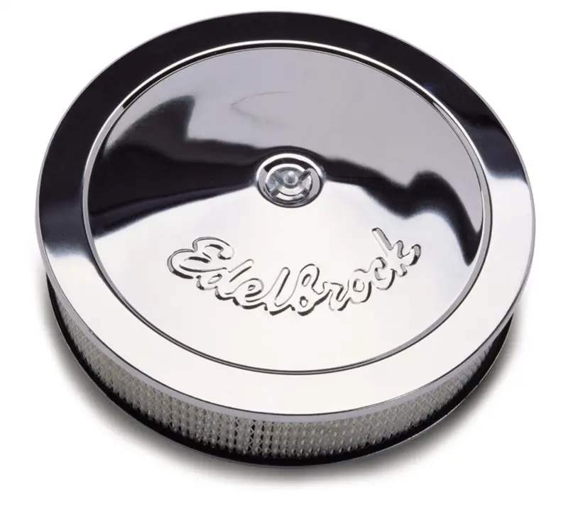 Edelbrock Pro-Flo Round Steel Air Cleaner Assembly – 14" Diameter, 3.313" Height, Chrome Finish 1