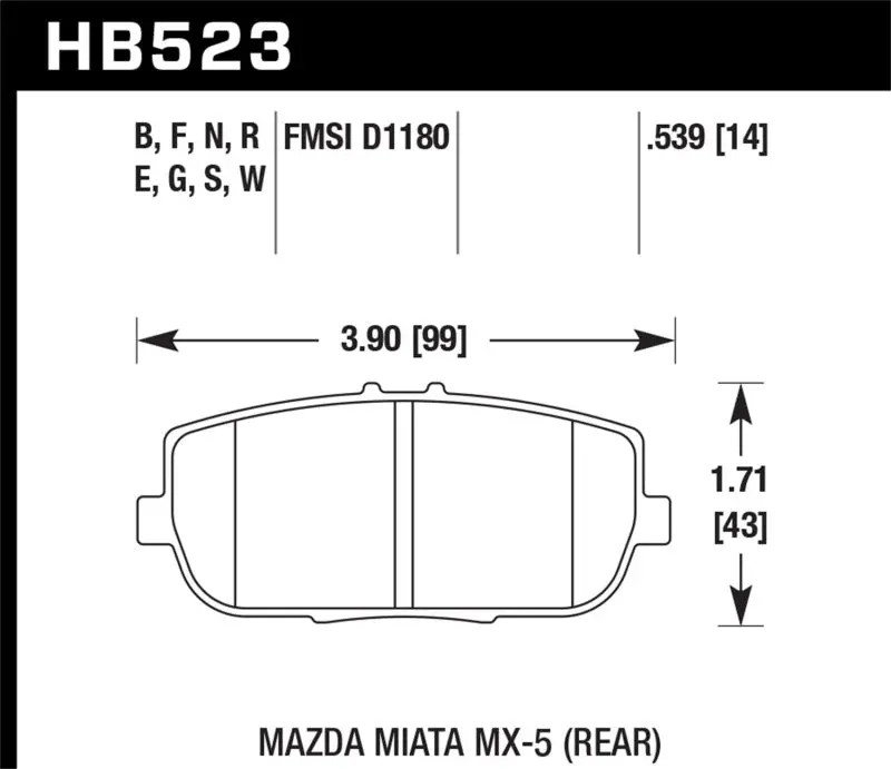 Hawk Dtc-60 Rear Race Brake Pads For 2006–2011 Mazda Mx-5 Miata 1