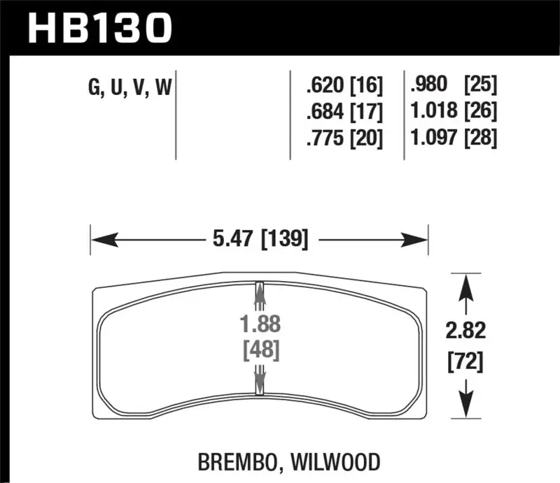 Hawk Universal Brembo Dtc-70 Race Brake Pads 1