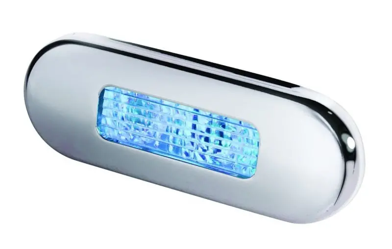 Hella Step Lamp – Single 1X2 Inch Blue Led Light With Stainless Steel Rim (12/24V) 1