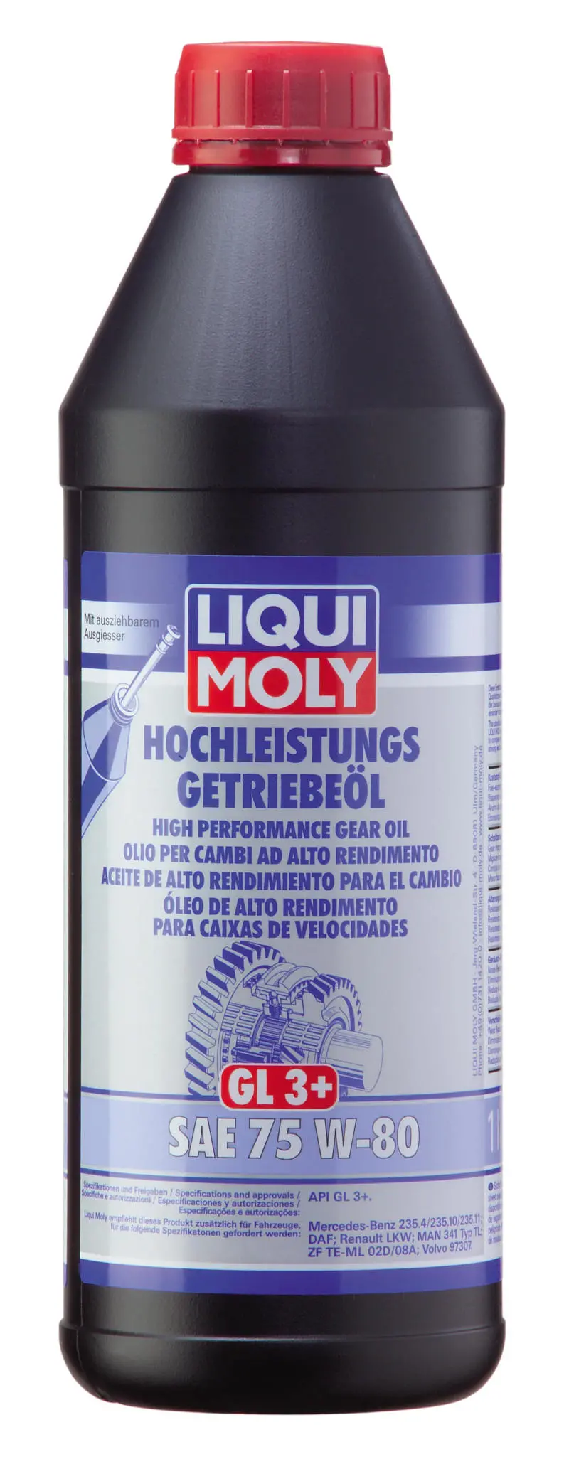Liqui Moly High-Performance Gear Oil – Sae 75W-80, Gl-3+, 1-Liter Bottle 1