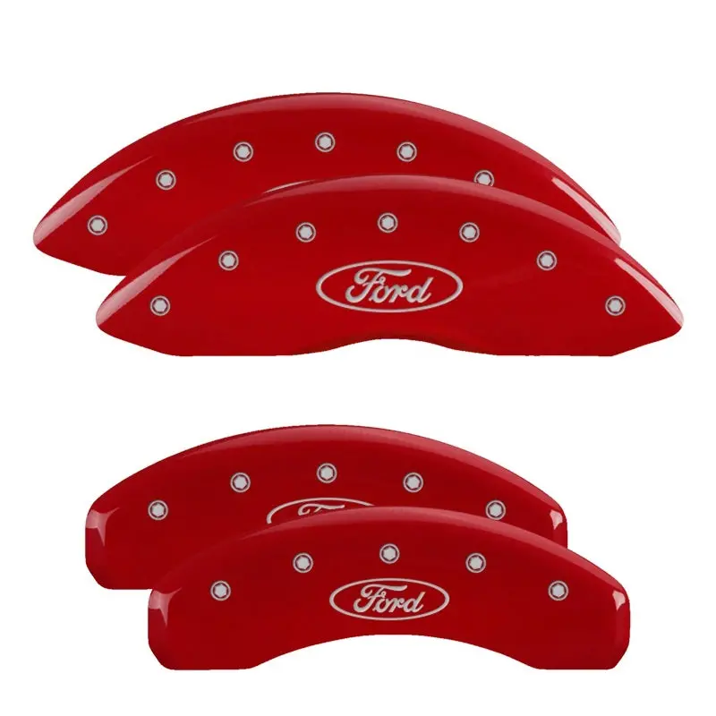 Mgp 4-Piston Caliper Covers – Engraved Oval Logo, Ford Red & Silver Finish 1