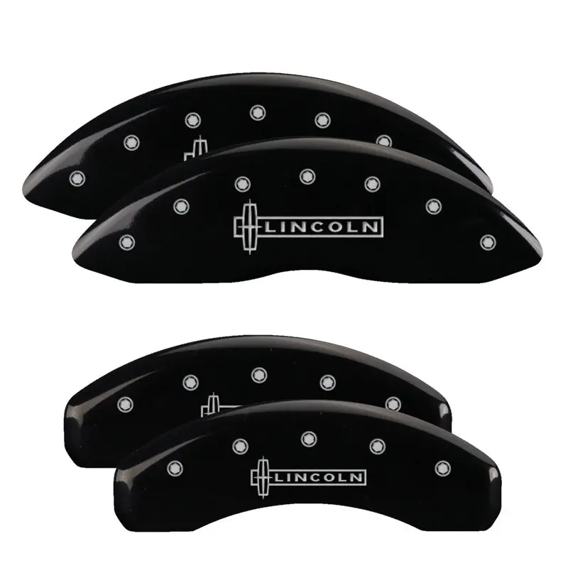 Mgp Engraved 4-Piston Caliper Covers — Front And Rear — Black Finish With Silver Accent For 2019 Lincoln Navigator 1