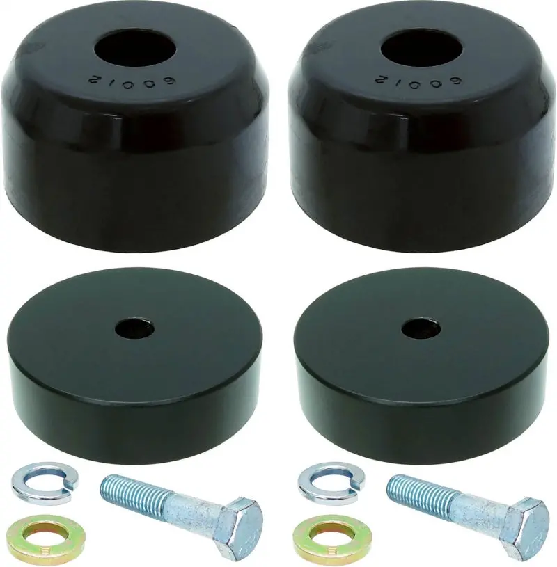 Rockjock Jk Front Bump Stop Kit – Billet Aluminum Spacers With Urethane Bump Stops And Mounting Hardware 1