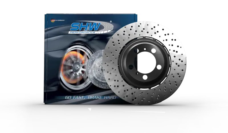 Shw Lightweight Drilled & Dimpled Brake Rotor – Right Rear, Porsche 718 Cayman Gt4 (2020–2021, 4.0L, Part #98135240881) 1